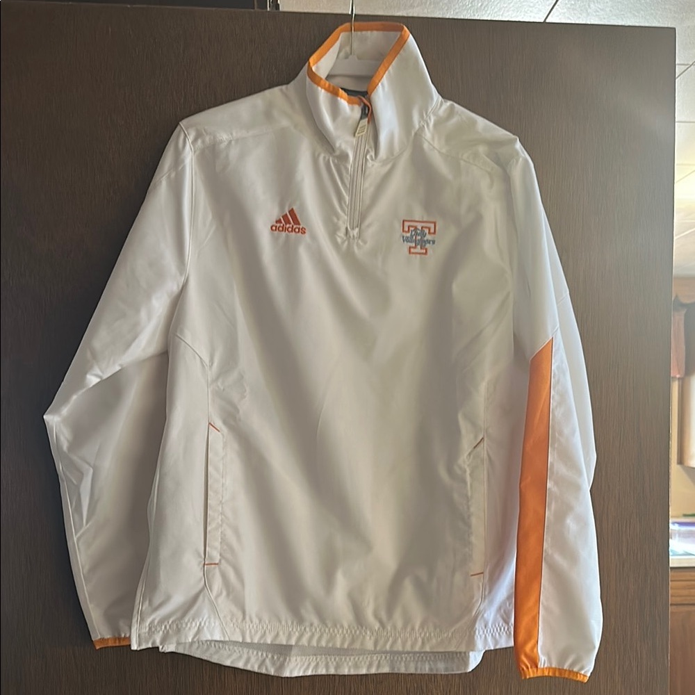 Adidas White And Orange Pullover Jacket - image 1